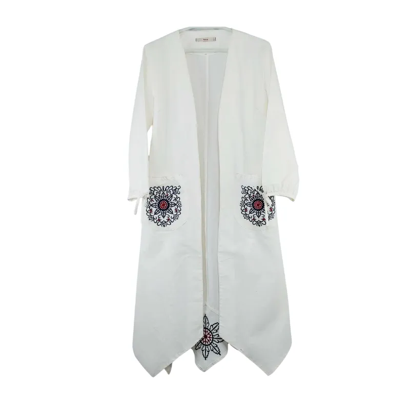 chinese dress ladies Linen V-Neck Dress with Handmade Embroidery Lany