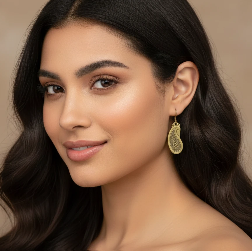 Handmade Paisley Brass Earrings