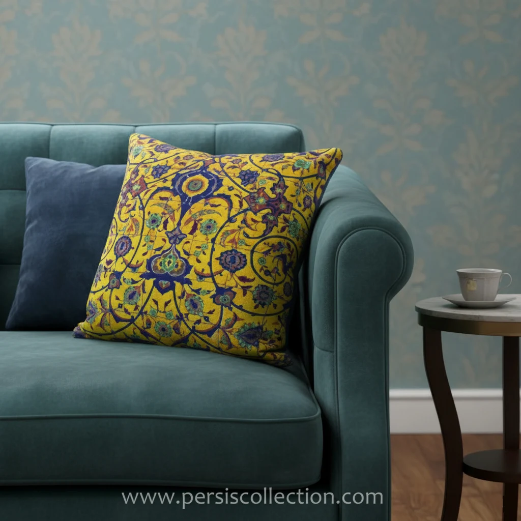 Yellow Tile Floor Cushion Cover