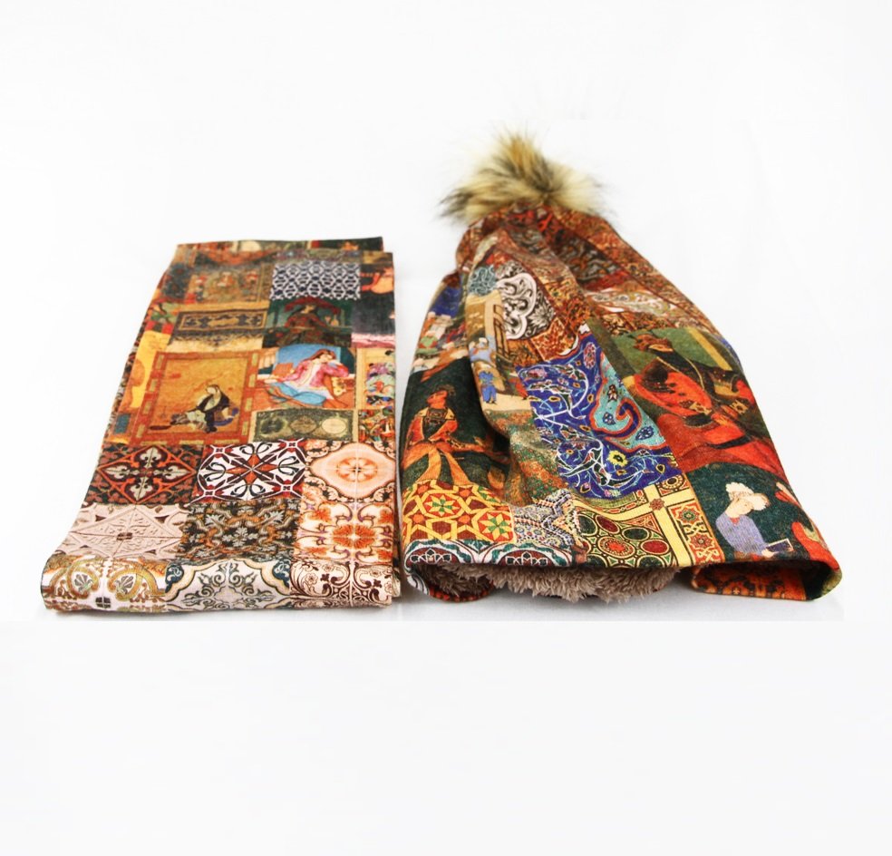 Persian Hat and Scarf Set
