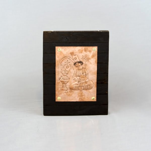 Qajar Man Hand Engraved Copper Frame