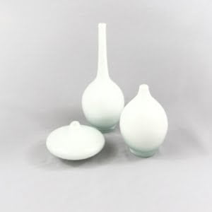 Set of Three White Glass Vases