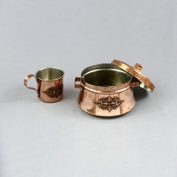 Hand Engraved Copper Pot & Mug