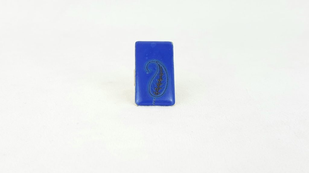 BLUE PAISLEY RECTANGLE RING