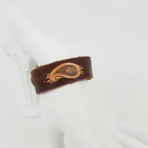 Handmade Paisley and Leather Bracelet