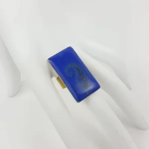 BLUE PAISLEY RECTANGLE RING