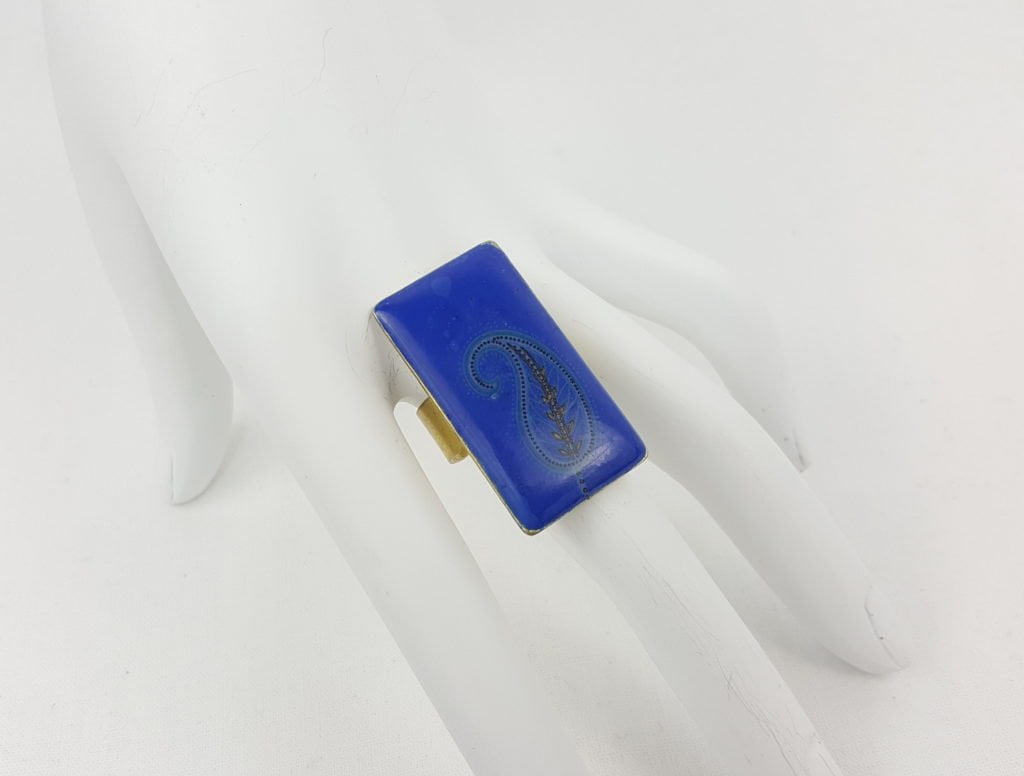 BLUE PAISLEY RECTANGLE RING