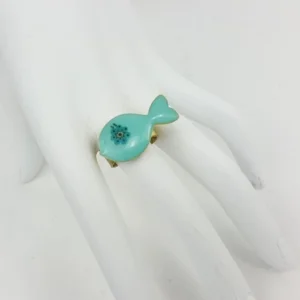 BLUE FISH BRASS RING