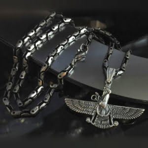 Persian art-silver Farvahar necklace-persis-collection