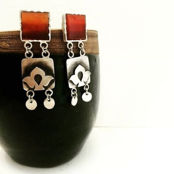 Red Opal Earrings