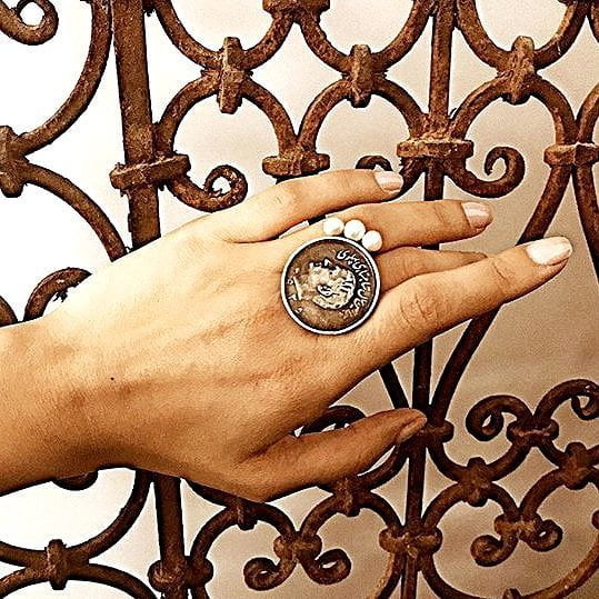Pahlavi Coin Silver Ring