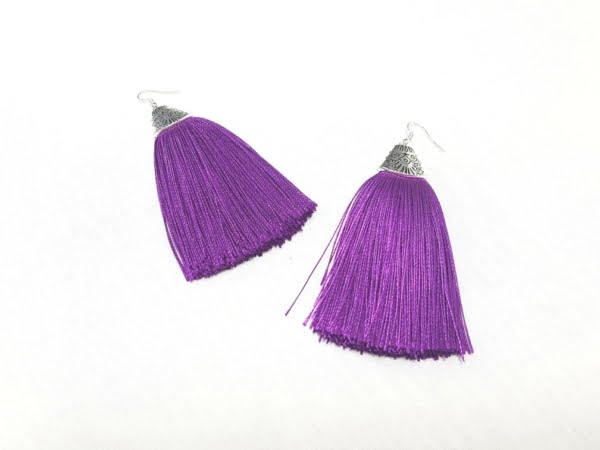 Purple Tassel Earrings-Persis Collection
