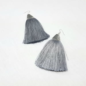 Gray Tassel Earrings-Persis Collection