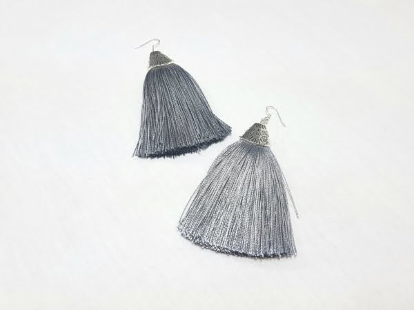 Gray Tassel Earrings-Persis Collection
