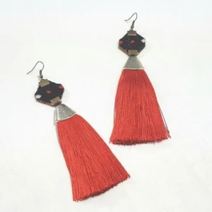 Embroidery Tassel Earrings , Red Baluchi