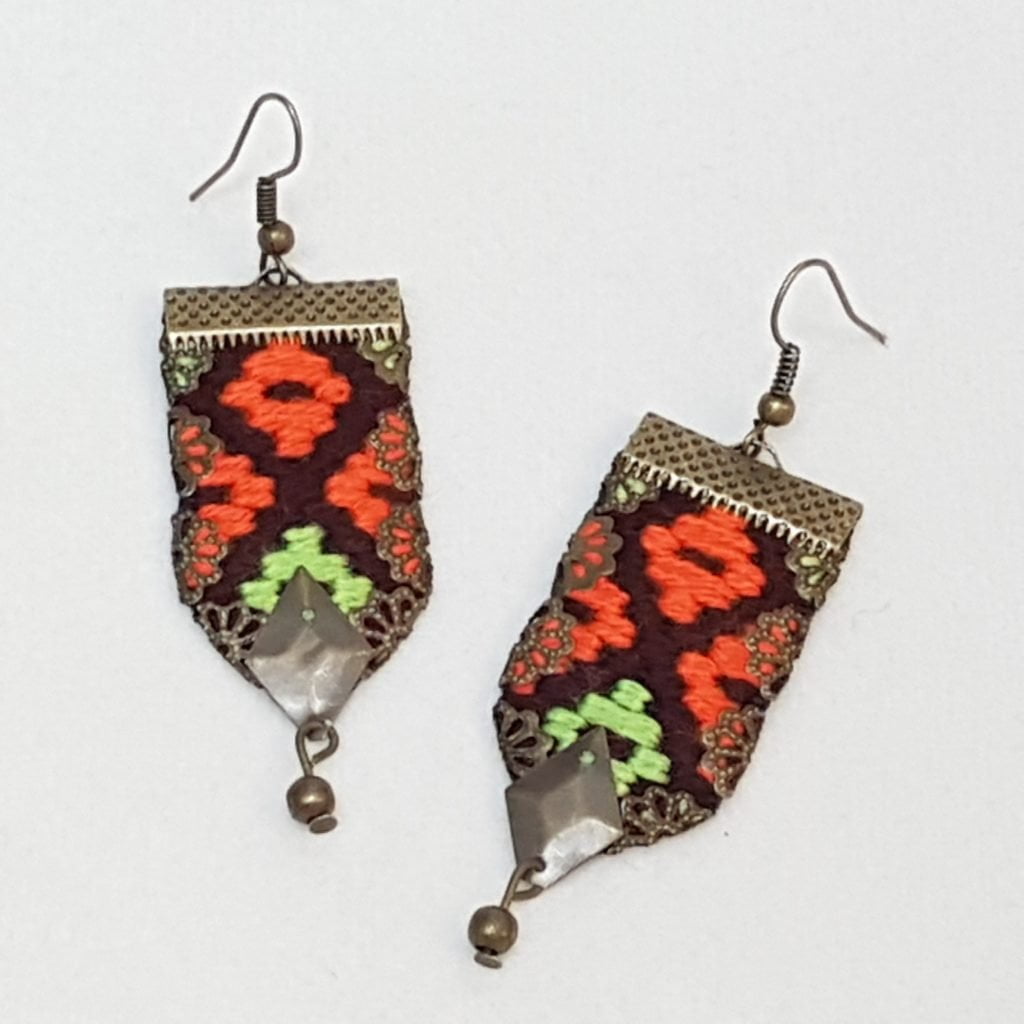 Baluchi embroidery earrings-Persis Collection