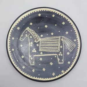 Golden Horse Plate, 30cm Hand Painted Decorative Plate