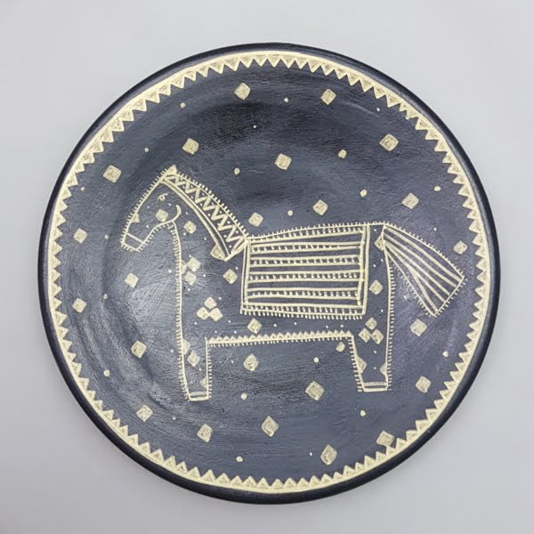 Golden Horse Plate, 30cm Hand Painted Decorative Plate