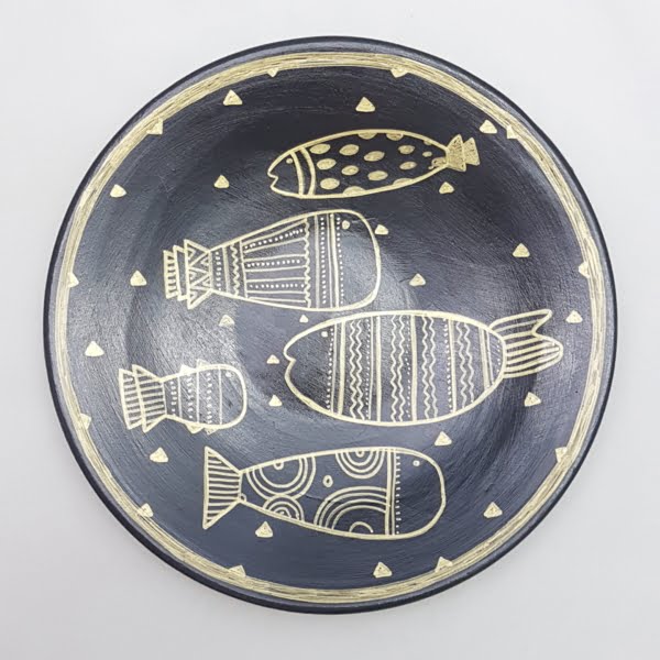 Fish Pool Plate, 30cm Hand Painted Decorative Plate