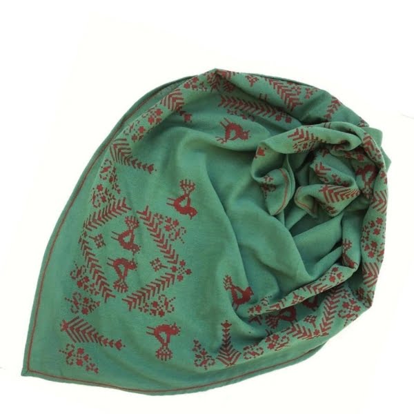 Green Winter Scarf, 90x 180cm