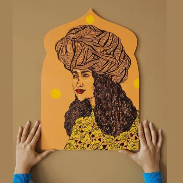 PERSIAN GIRL WALL ART, ACRYLIC HAND PAINTING