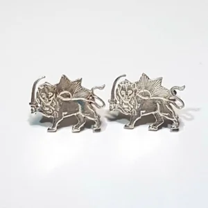 Lion and Sun Cufflinks, 925 Silver