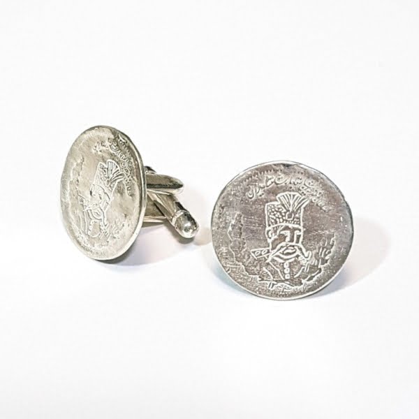 Persian Coin Cufflinks, 925 Silver