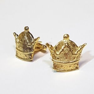 Pahlavi Crown Cufflinks, Gold Plated 925 Silver
