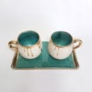 GOLDEN TEARS MUGS SET HANDMADE POTTERY-Persis Collection