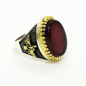 Red agate Farvahar ring-Persis Collection