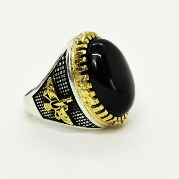 Black agate Farvahar ring-Persis Collection