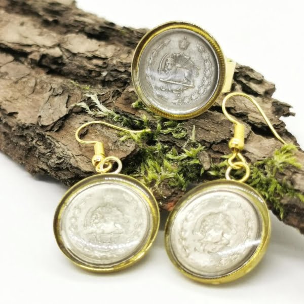 Pahlavi Coin Ring and Earring