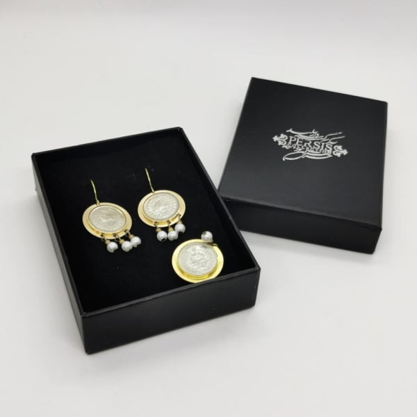 Pearls Persian Coin Coin Ring and Earring