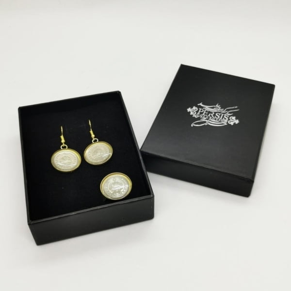 Pahlavi Coin Ring and Earring
