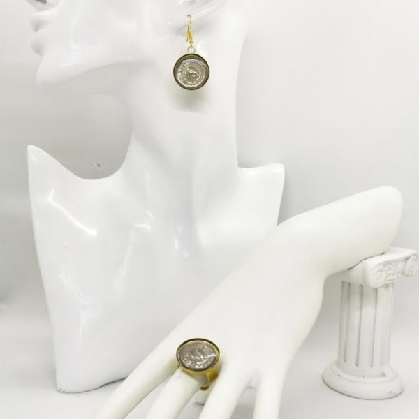 Pahlavi Coin Ring and Earring