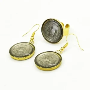 Pahlavi Coin Ring and Earring