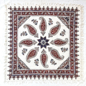 FLORAL SQUARE GHALAMKARI TABLECLOTH 1x1 m