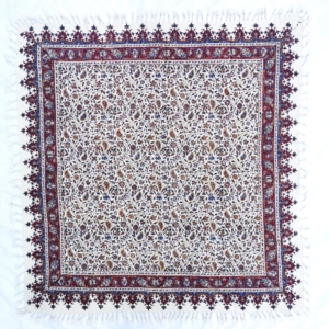 FLORAL SQUARE GHALAMKARI TABLECLOTH 1x1 m