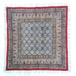 ELEGANT SQUARE HAND PRINTED TEXTILE TABLECLOTH 1x1 m