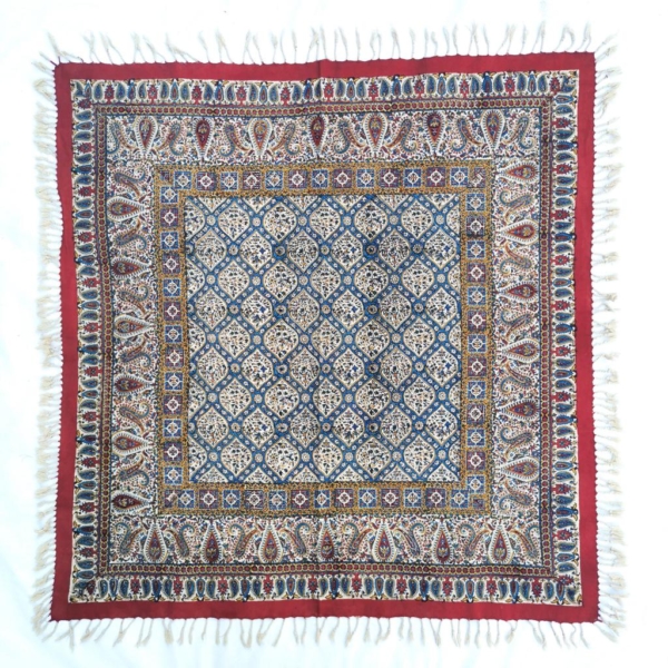 ELEGANT SQUARE HAND PRINTED TEXTILE TABLECLOTH 1x1 m