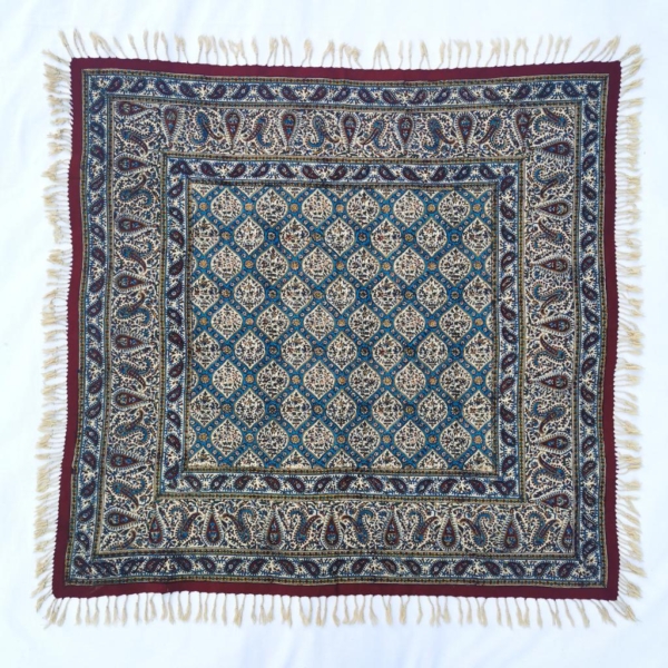 Elegant Square Ghalamkari Tablecloth 1 x 1m