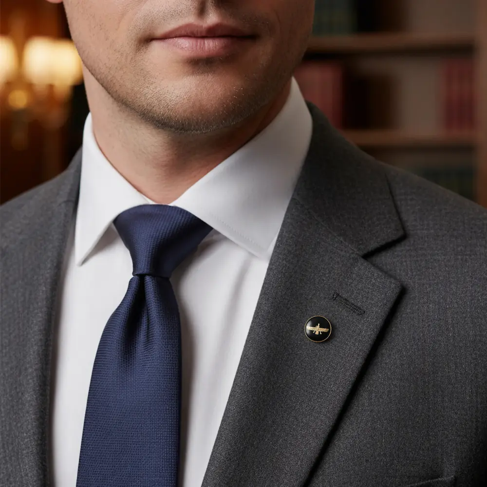 Persian 24k Gold Farvahar Pin Badge