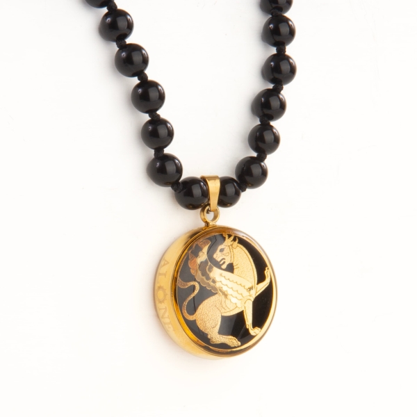 24k Gold Winged Lion Necklace Gold