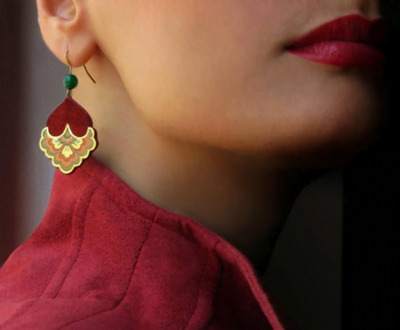 Red Flower Earrings