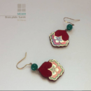 Red flower earrings-Persis Collection