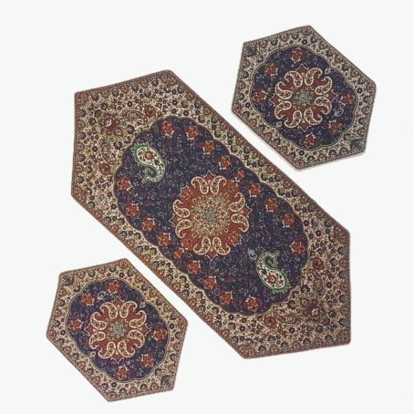 NAVY TERMEH TABLE RUNNER SET-Persis Collection