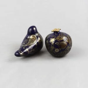 NAVY GOLD PATTERNED POMEGRANATE & BIRD SET