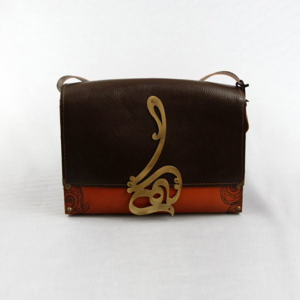 Calligraphy Leather Shoulder Bag
