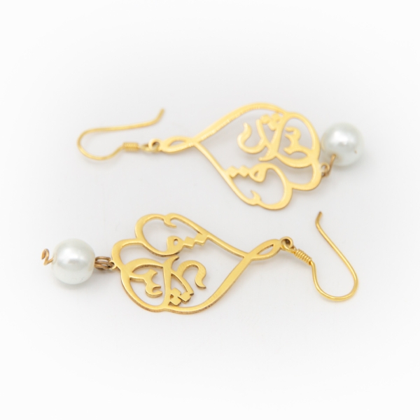 Love Calligraphy Pearl Earrings