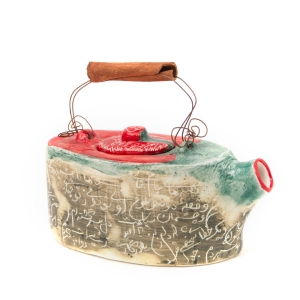 HAND PAINTED CERAMIC TEAPOT